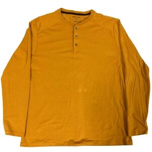 Kenneth Cole New York Mens Mustard Yellow Long Sleeve Henley Shirt KH9B50BBWF L